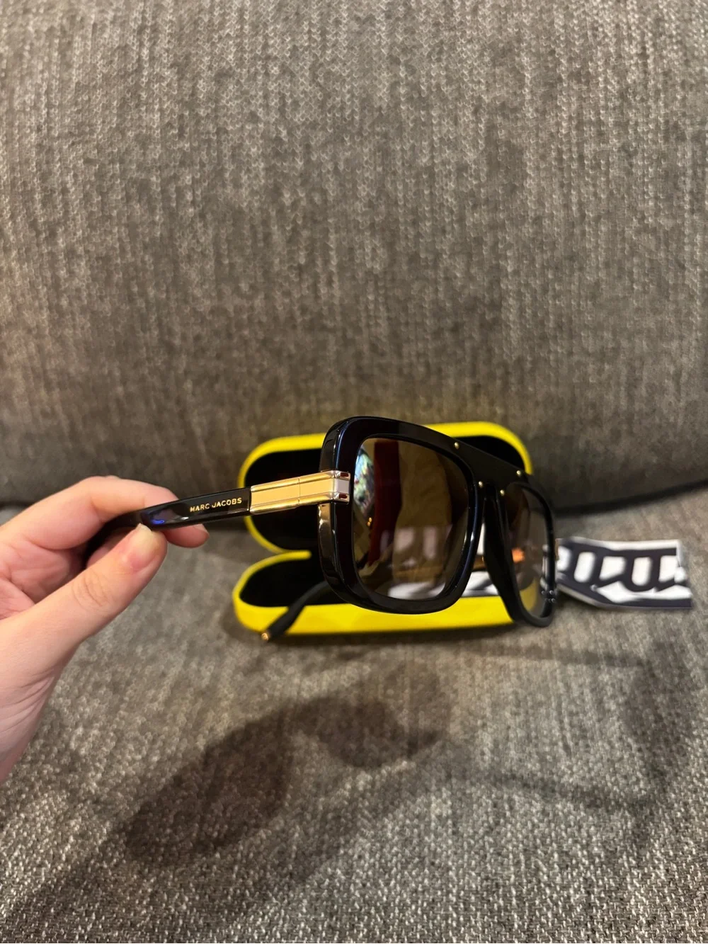 Marc Jacobs Black and Gold Frame Sunglasses with Gold Tinted Lenses